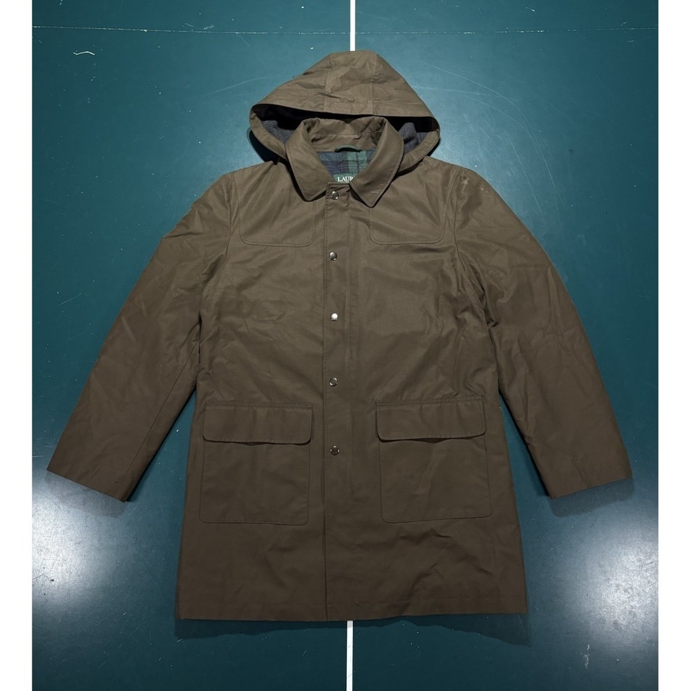 Ralph Lauren Water Repellent Mac Field Jacket Men's 42R Brown Black Watch Tartan